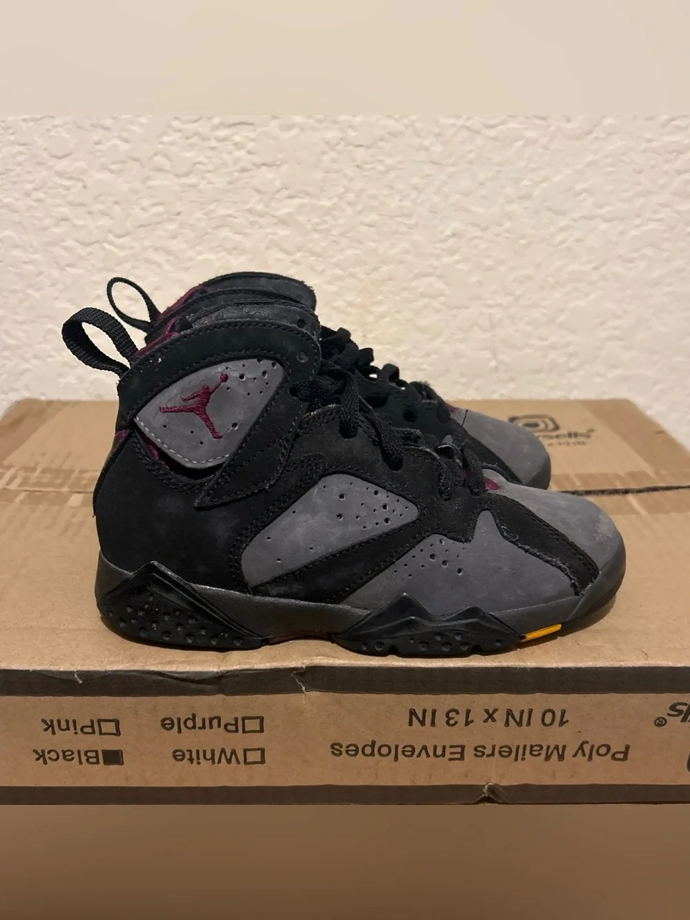 Air Jordan Retro 7 Bordeaux Sneakers in Black, Gray and Maroon 11C